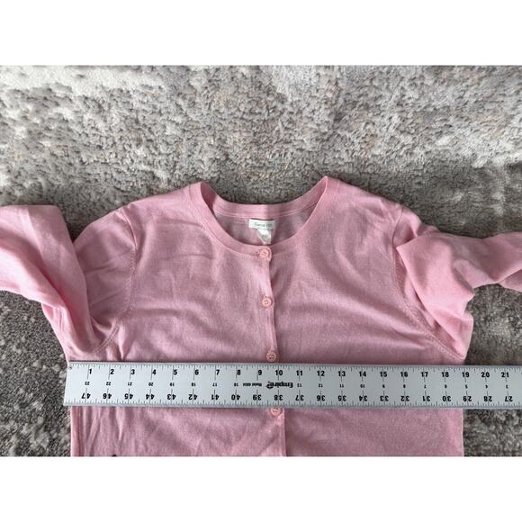 Garnet Hill Sz M Soft Pink 100% Merino Wool Floral Button Cardigan Sweater Light - Picture 6 of 9